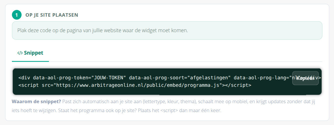 De widget op je website plaatsen