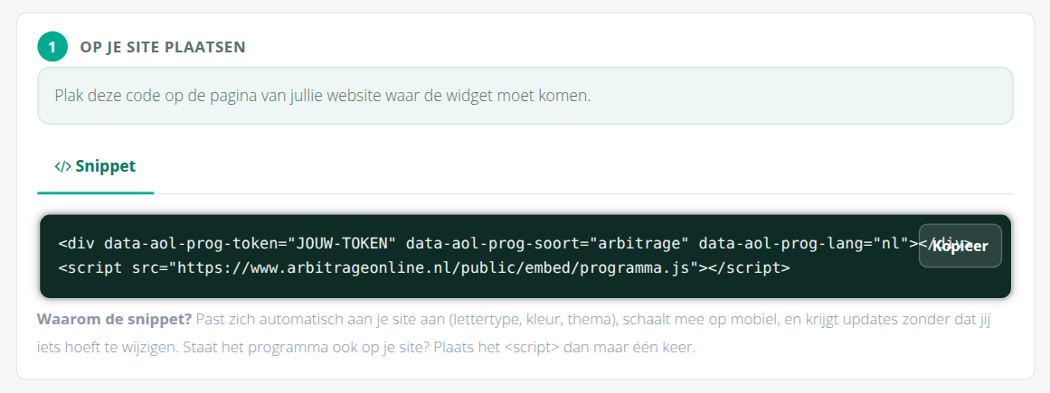 De widget op je website plaatsen