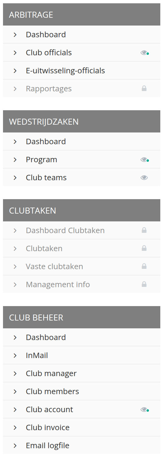 Wat je in het menu ziet