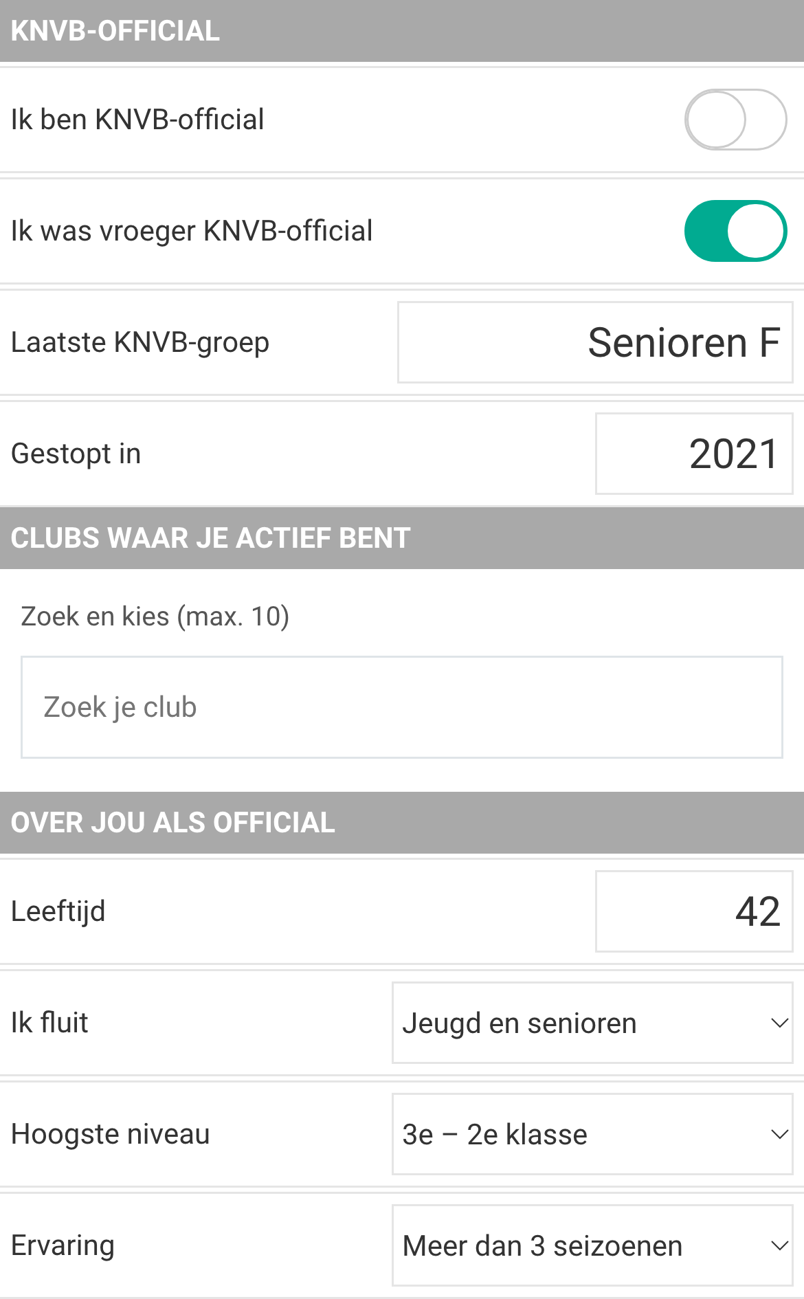KNVB-official, vroeger KNVB-official en de vragen over jou als official in de app