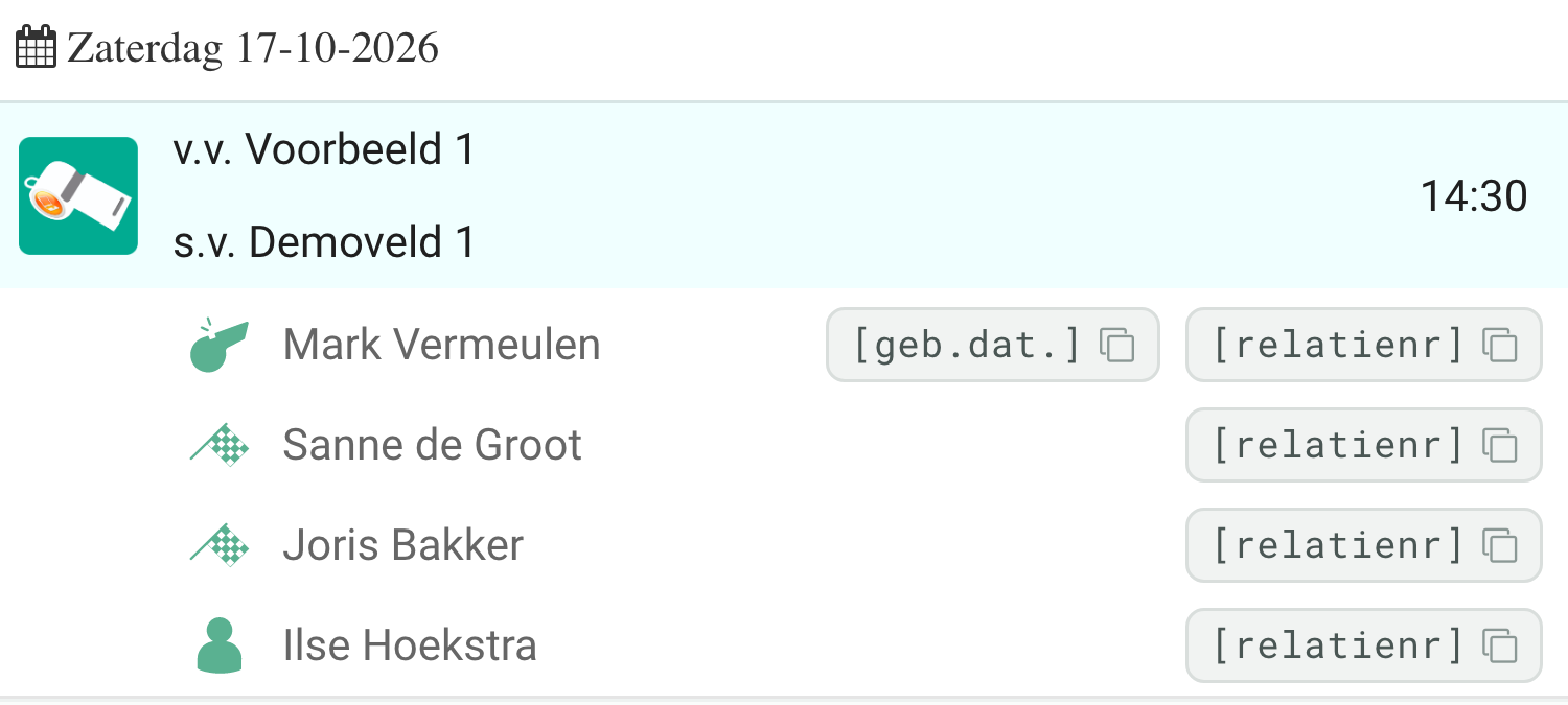 Tik op het relatienummer
