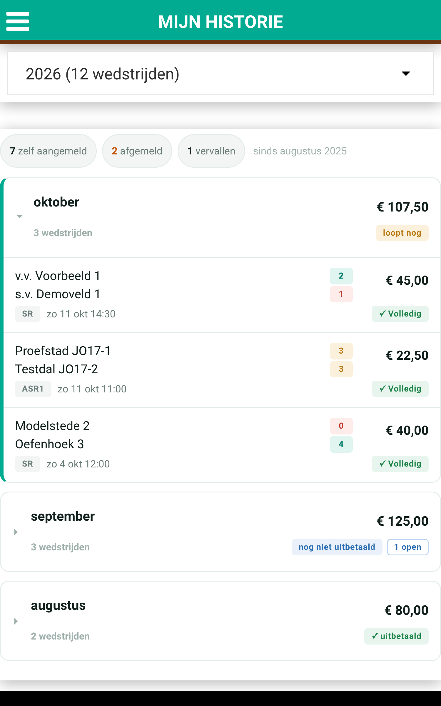 Mijn historie: de jaarkeuze, de cijfers en de maanden met je wedstrijden